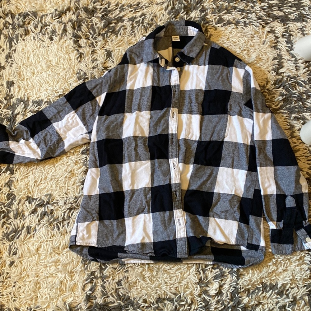 Old Navy White Buffalo Plaid Flannel